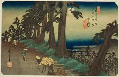No. 26: Mochizuki, dalla serie "Sessantanove Stazioni del Kisokaido (Kisokaido rokujukyu tsugi no uchi)"