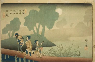 N. 37: Miyanokoshi, dalla serie "Sessantanove stazioni del Kisokaido (Kisokaido rokujukyu tsugi no uchi)"
