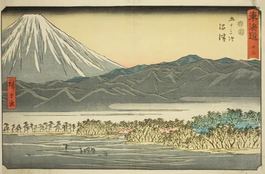 Numazu—No. 13, dalla serie "Le cinquantatré stazioni del Tokaido (Tokaido gojusan tsugi)", conosciuta anche come il Reisho Tokaido