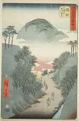 Okabe: Strada stretta coperta di edera sul Monte Utsu, n. 22 dalla serie "Luoghi famosi delle cinquantatré stazioni"