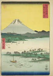 Spiaggia dei pini a Miho nella provincia di Suruga, dalla serie "Trentasei vedute del Monte Fuji"