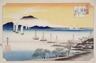 Vele di ritorno a Yabase, dalla serie «8 vedute di Ōmi», ca. 1834