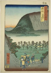 Provincia di Sanuki: vista lontana del Monte Zozu (Sanuki, Zozusan enbo), dalla serie "Luoghi famosi nelle sessanta e più province (Rokujuyoshu meisho zue)"