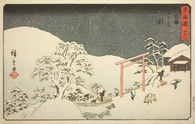 Seki—No. 48, dalla serie "Le cinquantatré stazioni del Tokaido (Tokaido gojusan tsugi)," anche conosciuta come il Reisho Tokaido