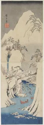 Scena di neve presso il fiume Fuji, c. 1842