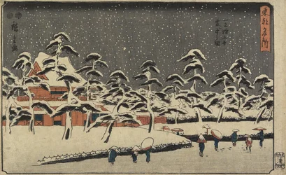Vista innevata del tempio Zojoji a Shiba, 1847-1852