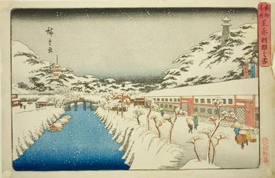 Neve al ponte Akabane a Shiba, dalla serie "Luoghi famosi della capitale orientale"