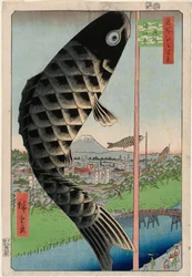 Ponte Suidō e Surugadai, dalla serie Cento Vedute Famose di Edo