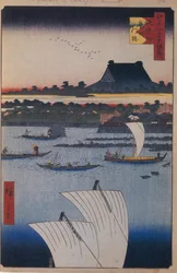 Teppozu e Tempio Tsukiji Monzeki Cento Vedute Famosi di Edo, 1856-1858