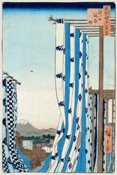 Il distretto dei tintori a Kanda Cento famose vedute di Edo, 1856-1858