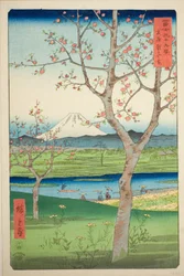 Le periferie di Koshigaya nella provincia di Musashi (Musashi Koshigaya zai), dalla serie "Trentasei vedute del Monte Fuji (Fuji sanjurokkei)"