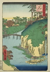 Il Fiume delle Cascate a Oji (Oji Takinogawa), dalla serie "Cento Vedute Famose di Edo (Meisho Edo hyakkei)"
