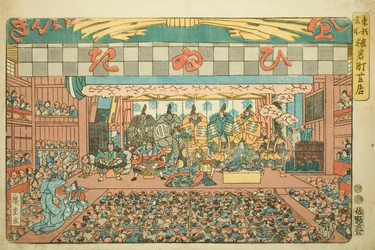 Teatro a Saruwakamachi (Saruwakamachi shibai), dalla serie "Luoghi famosi nella capitale orientale (Toto meisho)"