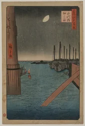 Tsukudajima dal ponte Eitai, dalla serie Cento vedute di luoghi famosi di Edo, 1858