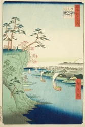 Veduta di Konodai e del fiume Tone (Konodai Tonegawa fukei), dalla serie "Cento famose vedute di Edo (Meisho Edo hyakkei)"