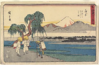 Veduta del fiume Fuji vista da Iwabuchi a Kanbara