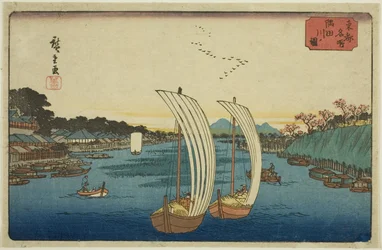 Veduta del Fiume Sumida, dalla serie "Luoghi Famosi nella Capitale Orientale"