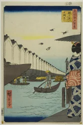 Traghetto Yoroi, Koami-cho (Yoroi no watashi Koami-cho), dalla serie "Cento vedute famose di Edo (Meisho Edo hyakkei)".