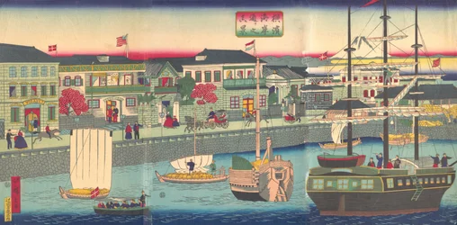 Vista del lungomare di Yokohama, 5° mese, 1870