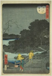 Pioggia notturna al ponte Makura (Makurabashi yau), dalla serie "Otto vedute del fiume Sumida (Sumidagawa hakkei)"