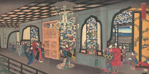 Piano Superiore della Casa da Tè Gankiro a Yokohama, 4° mese, 1860