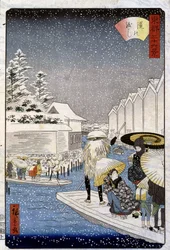 Barche sotto la neve, Giappone - stampa di Hiroshige