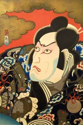 Attore Kabuki Ichikawa Ebizo V come Kumagai Jiro Naozane