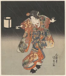 Kisegawa con lanterna sotto la pioggia