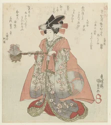 Donna con una teiera di sake