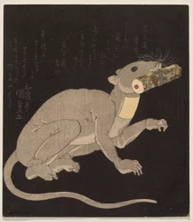 Ichikawa Danjūrō VII in costume da topo, con un rotolo magico