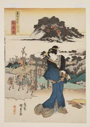 Veduta di Fujisawa (stampa xilografica a colori)