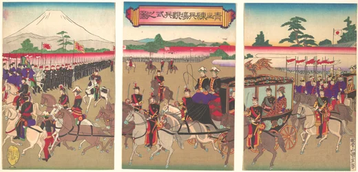 Vista di una Parata di Revisione Militare ad Aoyama