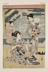 Donne alle terme (stampa xilografica a colori)