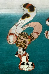 Pesce Pallone (Fugu) Serie Gatti che Formano Caratteri Scritti (Neko no ateji), c.1842