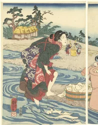 Il fiume Chofu Tama nella provincia di Musashi