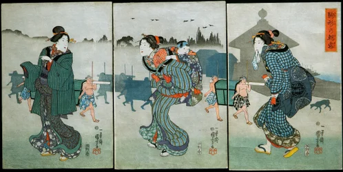 Nebbia Mattutina a Komagata (Komagata no asagiri): Divertimenti delle Quattro Stagioni (Shiki yūkan), c.1846