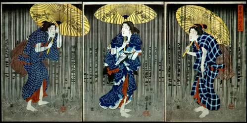 Doccia improvvisa nel caldo estivo (Shochū no yūdachi), c.1849-1851
