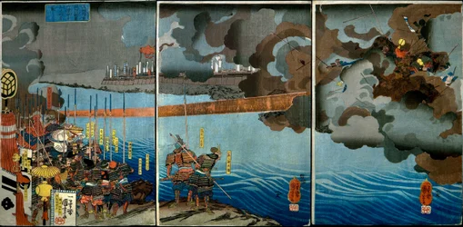 Takeda Shingen sconfigge le forze di Suwa Yorishige, c.1850-51