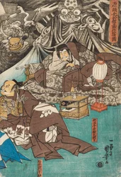 Il ragno della terra evoca demoni alla dimora di Minamoto Raiko, 1843