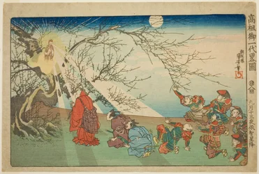 La stella scende su Echi nella tredicesima notte del nono mese (Kugatsu jusan yoru Echi shoko), dalla serie "Breve biografia illustrata del grande sacerdote [Nichiren] (Koso go ichidai ryakuzu)"