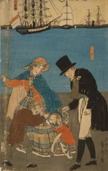 Olandesi fanno una passeggiata domenicale a Yokohama, 1871
