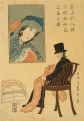 Mercante inglese ordina tessuti per il commercio a Yokohama, 1861