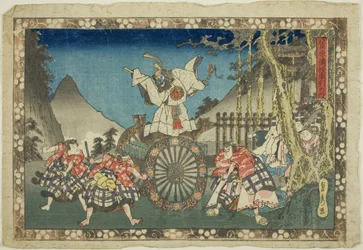 La scena del traino del carro (Kurumabiki no dan), dalla serie "I segreti di Sugawara (Sugawara denju)".