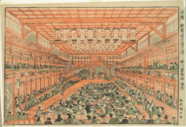 Immagine prospettica di un teatro Kabuki (Uki-e Kabuki shibai no zu)