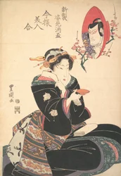Immagine di un attore in una tazza di sake, ca. 1825