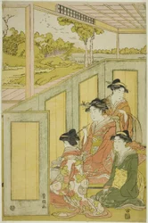 Le signore dietro il paravento nella dimora di un daimyo