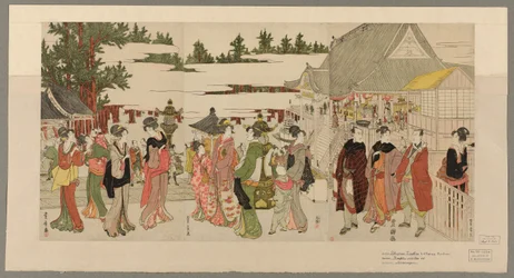 Pellegrinaggio di Capodanno al tempio Myohoji di Horinouchi (Horinouchi Myohoji eho mairi no zu)