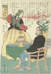Coppia russa a tavola (Oroshiyakoku, Ajiyashu no uchi, ima Yoroppa ni konzu)