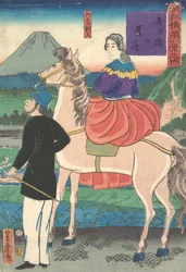 Crepuscolo, guardando le oche selvatiche volare verso il ponte di Yoshida, gennaio 1861
