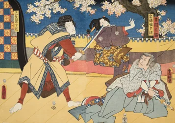 Scena dal Genji monogatari (Racconto di Genji) di Murasaki Shibuku (n. 978) c. 1860